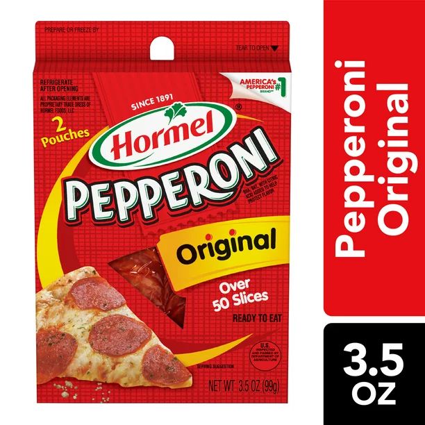 HORMEL Pepperoni Original, Pizza Topping, Gluten Free, Protein Snacks, 3.5 oz Carton - Walmart.c... | Walmart (US)