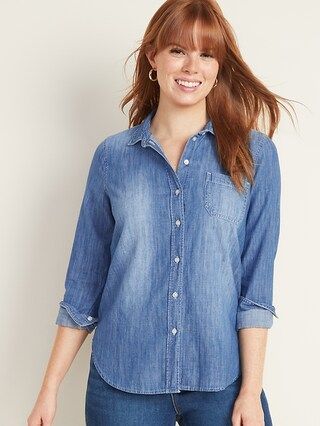 Relaxed Chambray Classic Shirt for Women | Old Navy (US)