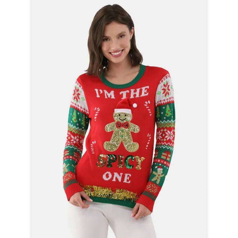 No Boundaries Christmas Sweater, Women's and Women's Plus | Walmart (US)