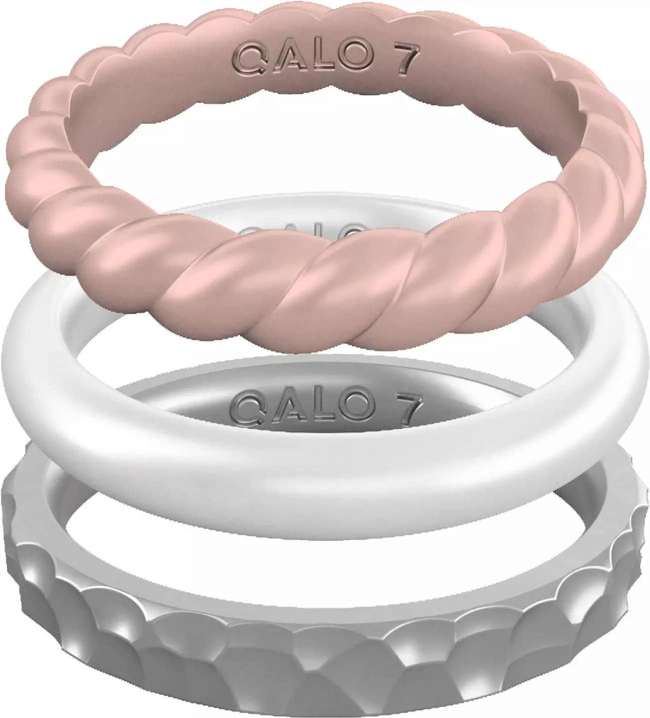 QALO Women's Metallic Stackable 3-Set Silicone Rings | DICK'S Sporting Goods