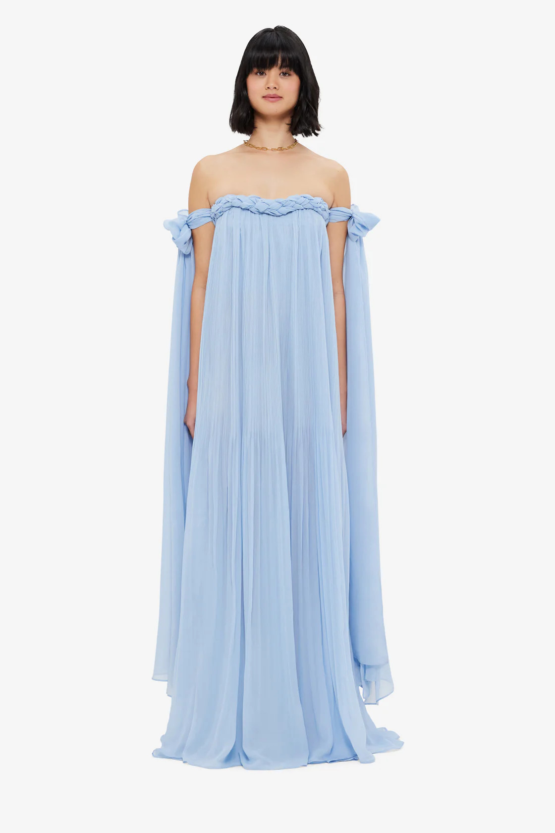 Camilla Draped Floor Length Dress - Sky Blue | LEO LIN US
