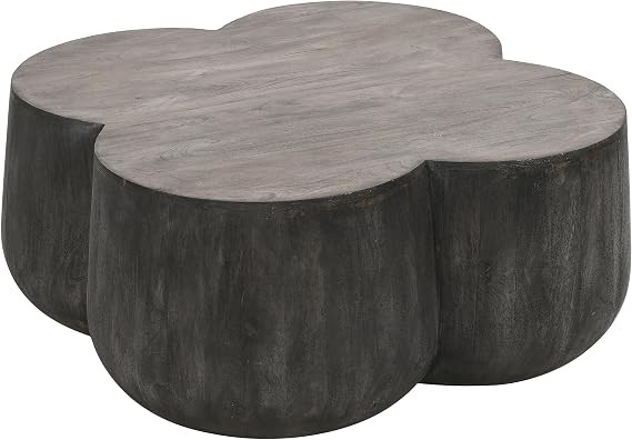 The Urban Port 36 Inch Artisanal Classic Coffee Table, Clover Leaf Drum Shaped Mango Wood Frame, ... | Amazon (US)