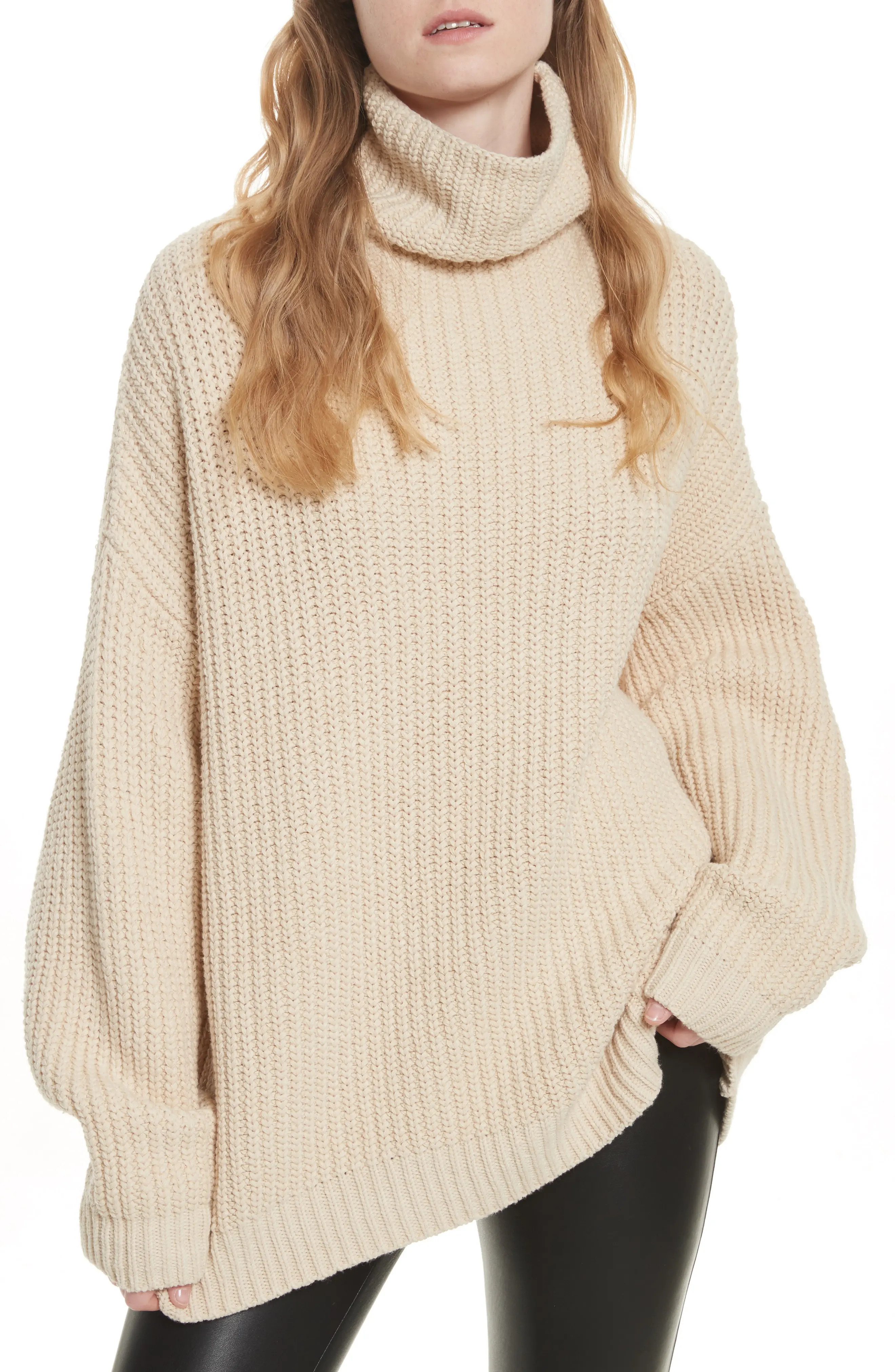 Women's Free People Swim Too Deep Turtleneck Sweater, Size Medium - Ivory | Nordstrom