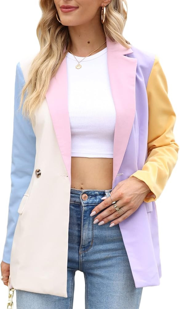 ARTFREE Womens Casual Blazer Button Lapel Long Sleeve Work Business Fashion Blazers Jackets Outfi... | Amazon (US)