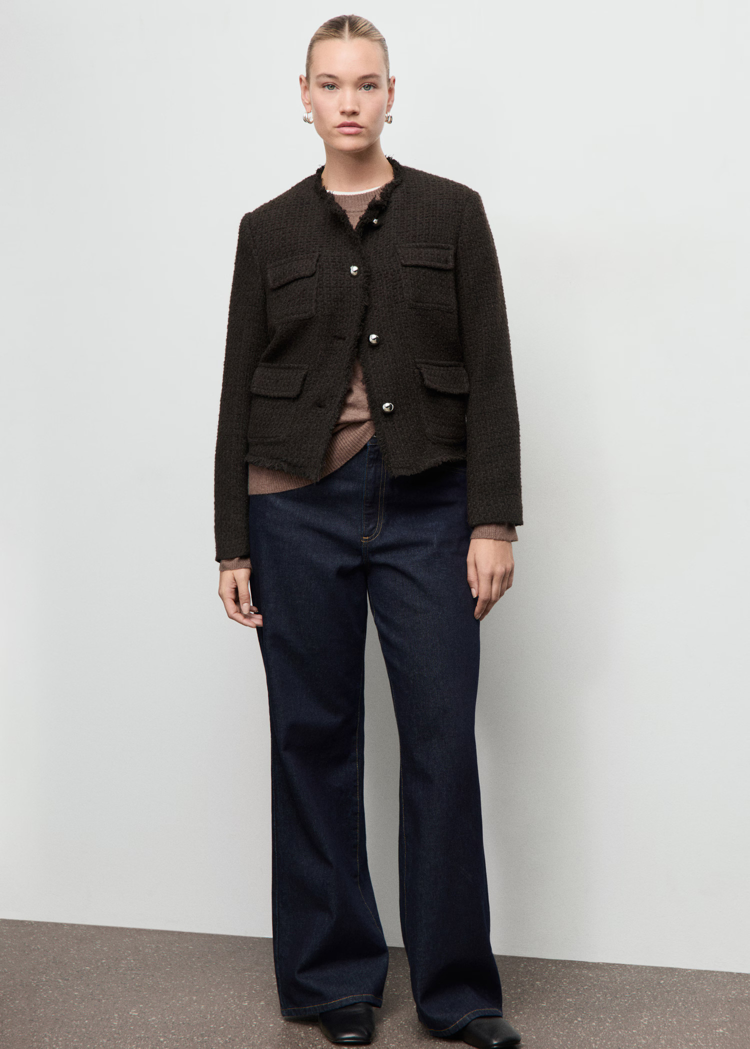 Tweed jacket with frayed ends | MANGO (UK)