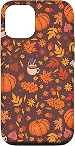 iPhone 12/12 Pro Autumn Fall Leaves Pumpkin Pattern Case | Amazon (US)