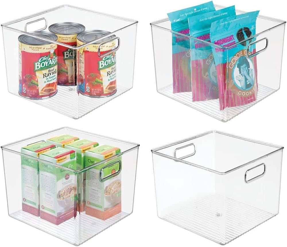 mDesign Plastic Modern Storage Organizer Bin Basket with Handles for Kitchen Organization - Shelf... | Amazon (US)