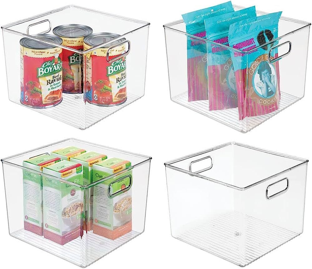 mDesign Plastic Modern Storage Organizer Bin Basket with Handles for Kitchen Organization - Shelf... | Amazon (US)
