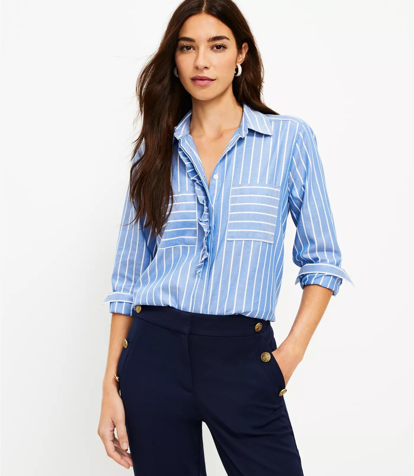 Petite Pinstripe Everyday Shirt | LOFT