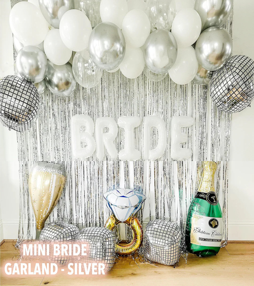 Mini Bride Garland - Silver & Matte White Balloons Arch Kit Bride To Be Bachelorette Party Decora... | Etsy (US)