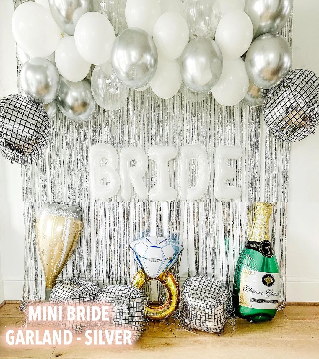 Mini Bride Garland - Silver & Matte White Balloons Arch Kit Bride To Be Bachelorette Party Decora... | Etsy (US)