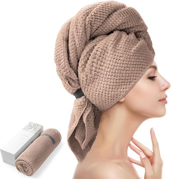 YFONG Large Hair Towel Wrap for Women, Super Absorbent Microfiber Hair Towel for Curly Hair, Fast... | Amazon (US)