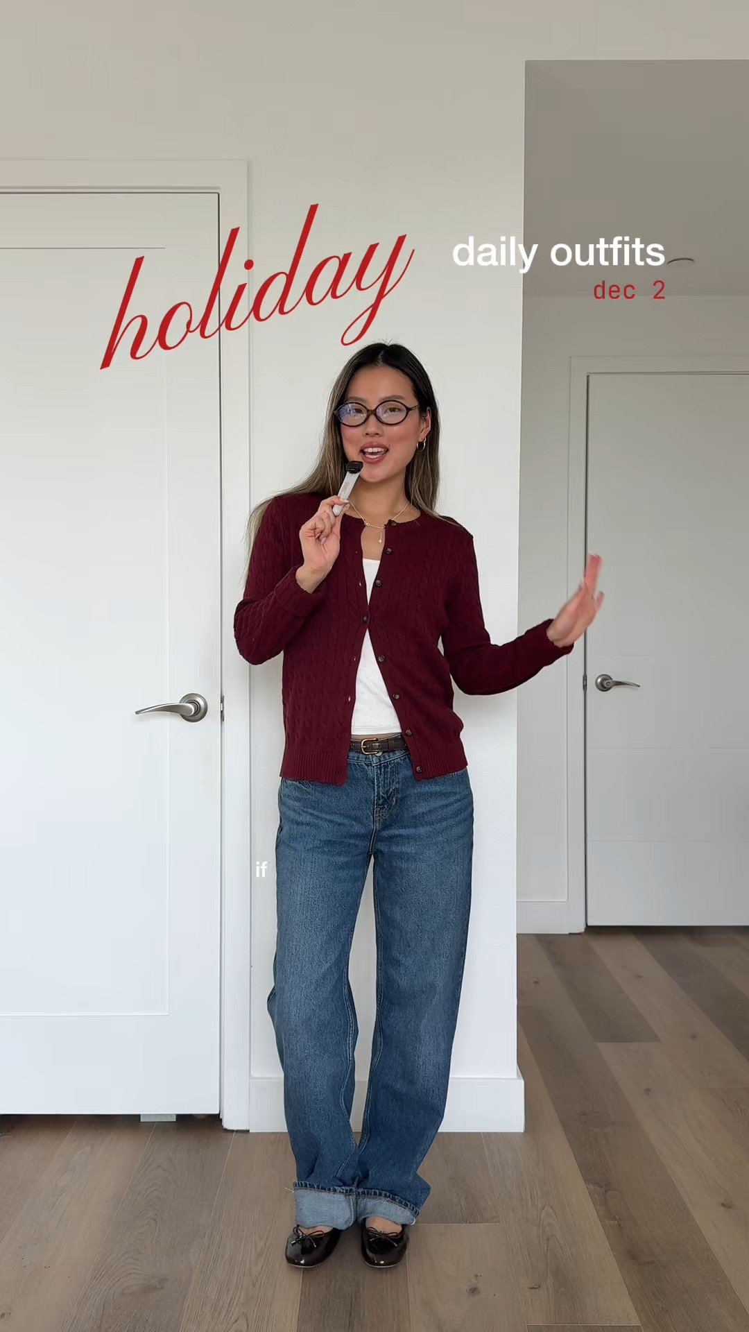 holiday outfits all december long! 🎅🏼

jeans are a 24, sized up for a looser fit! my flats are sold out in that exact color but linked the exact style and found one similar! 

christmas outfits, holiday outfits, casual winter outfits, chic winter outfits, ralph lauren christmas, pinterest inspired winter outfits, reformation jeans, low rise jeans, dark wash jeans, brown belt, ballet flats 

#LTKootd #LTKSeasonal #LTKHoliday