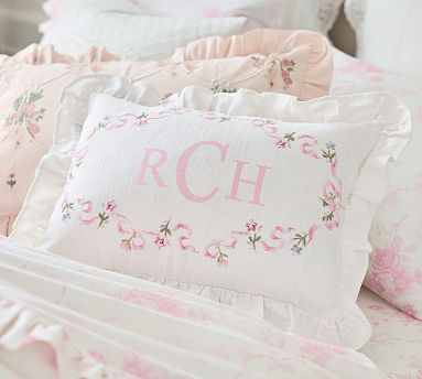 LoveShackFancy Floral Embroidered Lumbar Pillow | Pottery Barn (US)