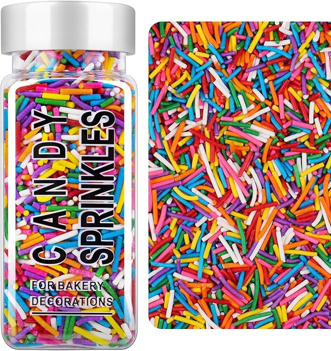 Rainbow Jimmies Sprinkles, Rainbow Sprinkles for Cake Decorating, Edible Sprinkle Mix for Baking,... | Amazon (US)