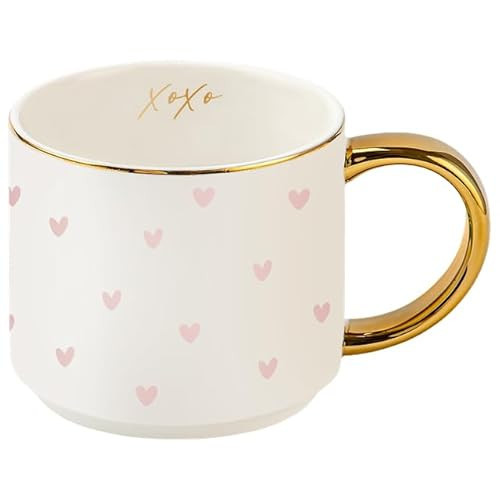 Sweet Water Decor Heart XOXO Coffee Mug with Gold Handle, 14oz Fine Bone China Tea Cup for Hot & Cold Drinks, Gift Idea for Friend, Sister, Wife & Valentines Day | Amazon (US)