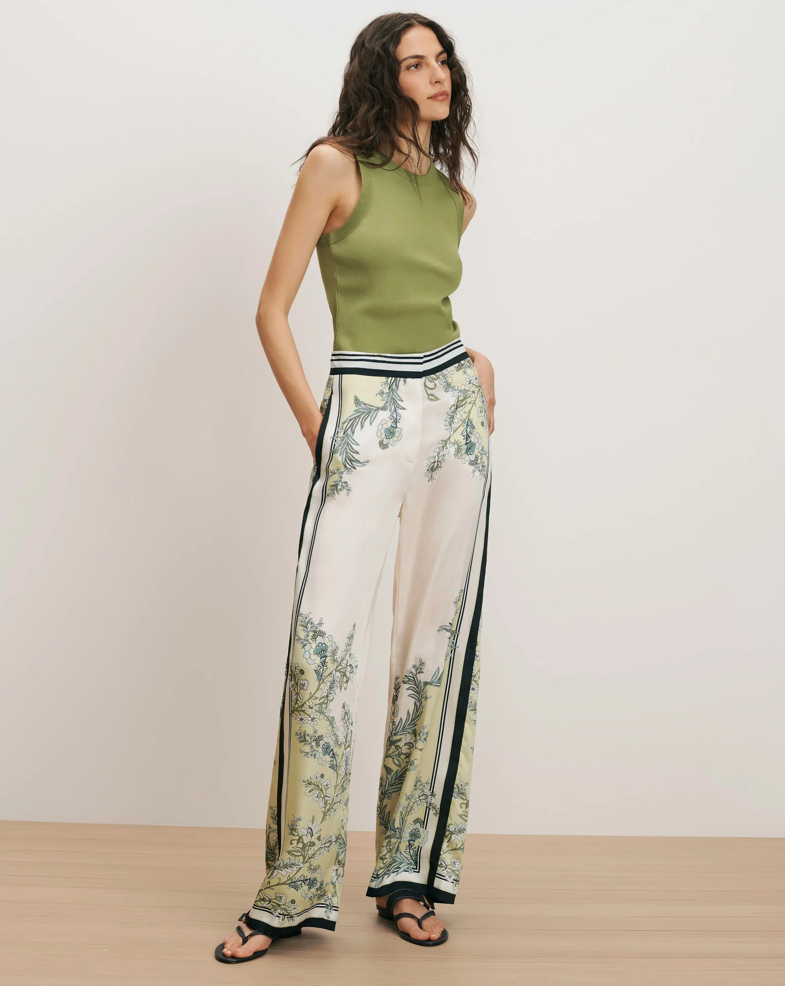Veronica Beard Grigore Wide-Leg Pant Light Pistachio Multi | Veronica Beard