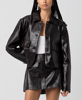 Women's Faux Leather Embossed Jacket | Macy's