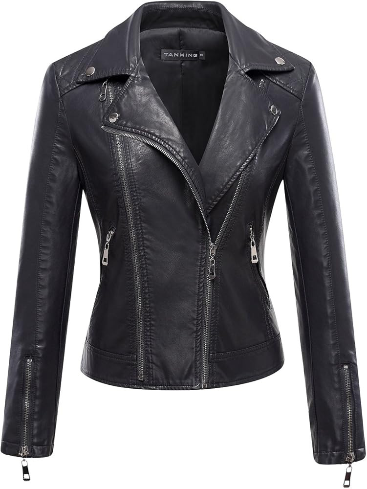 Women's Faux Leather Moto Biker Short Coat Jacket | Amazon (US)
