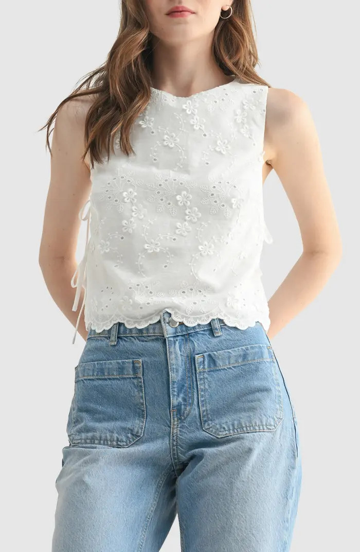 All in Favor Floral Eyelet Cotton Blend Tank | Nordstrom | Nordstrom