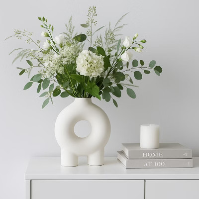 Decorative Ceramic Vase for Home Decor - Perfect for Living Room Decor, Bedroom Display, Office Styling, Table Accent, or House Accent - 7", White | Target
