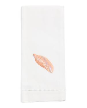 Linen Blend Hand Embroidered Shell Cone Hand Towel | TJ Maxx