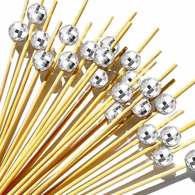 Cocktail Picks, 200 PCS Disco Ball Decorative Toothpicks for Appetizers, 4.7 Inch Bamboo Skewers ... | Amazon (US)
