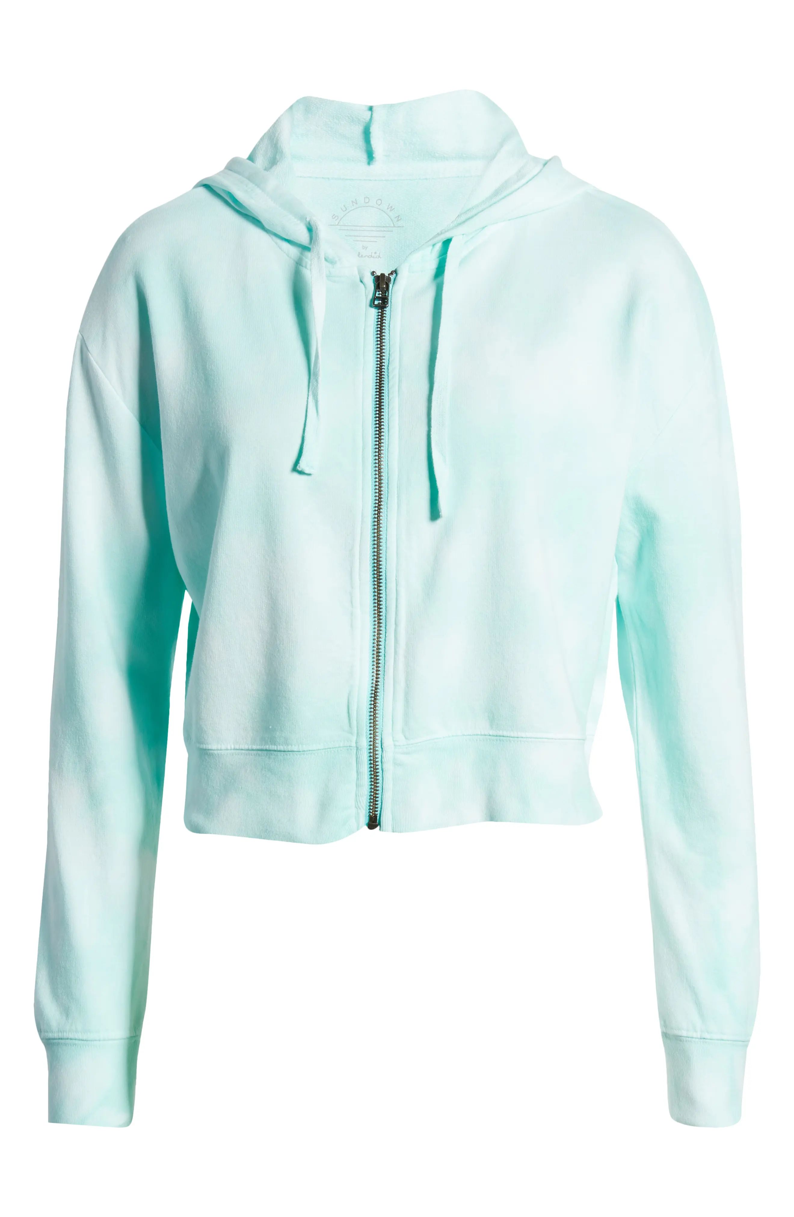 Women's Sundown By Splendid French Terry Hoodie, Size X-Small - Blue/green | Nordstrom