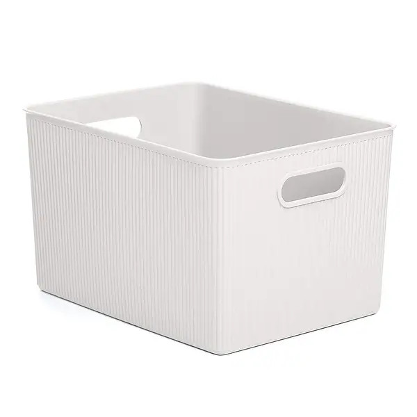 22 L Ribbed Storage Bin - White | Bed Bath & Beyond
