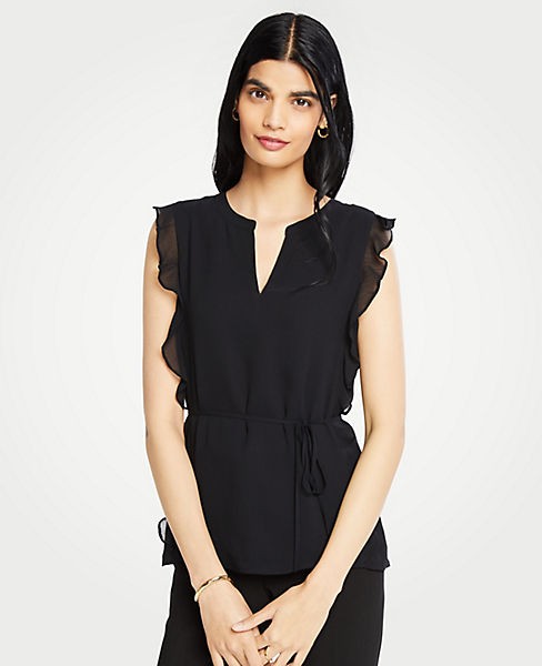 Petite Chiffon Tie Waist Flutter Top | Ann Taylor | Ann Taylor (US)