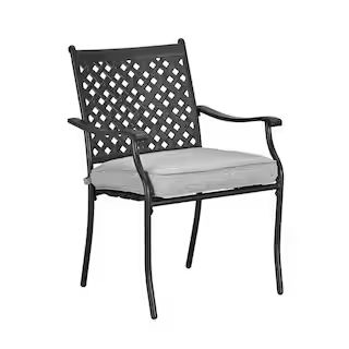 Patio Festival Metal Outdoor Dining Chair with Gray Cushion (4-Pack) PF19120-G - The Home Depot | The Home Depot