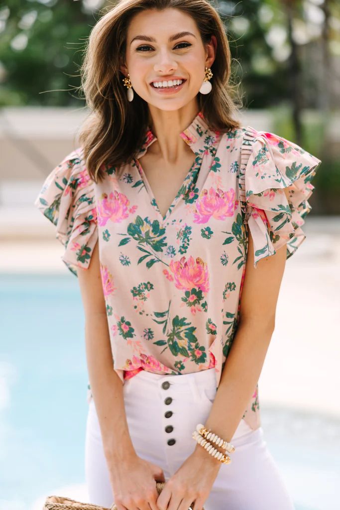 Something To Talk About Peach Pink Floral Blouse | The Mint Julep Boutique