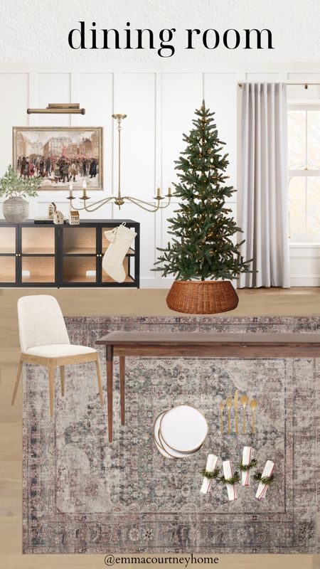 Dining room mood board for Christmas and holiday season. With target decor, Etsy art, McGee and co furniture, and new amber Lewis loloi rug from wayfair 

#LTKHoliday #LTKhome #LTKstyletip