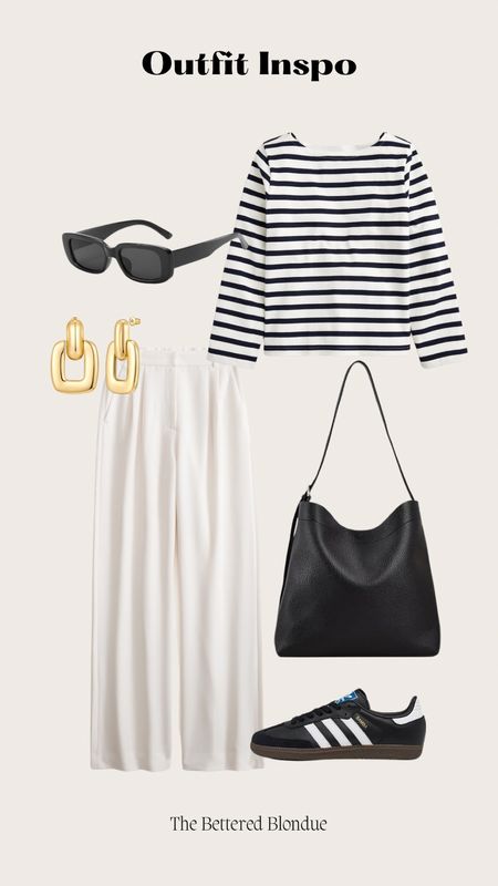 Trouser outfit inspo / striped shirt / black and white 

#LTKstyletip #LTKmidsize