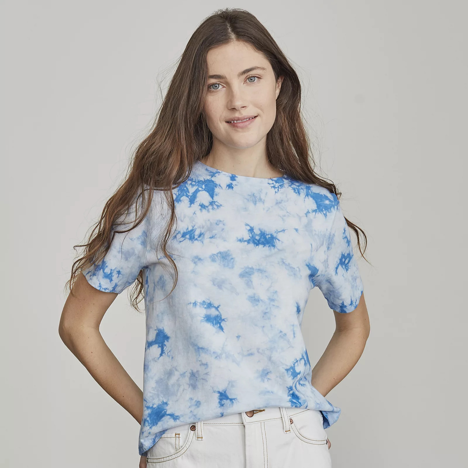 Petite Elizabeth and James Tie-Dye Short Sleeve Tee, Women's, Size: Small Petite, Blue | Kohl's