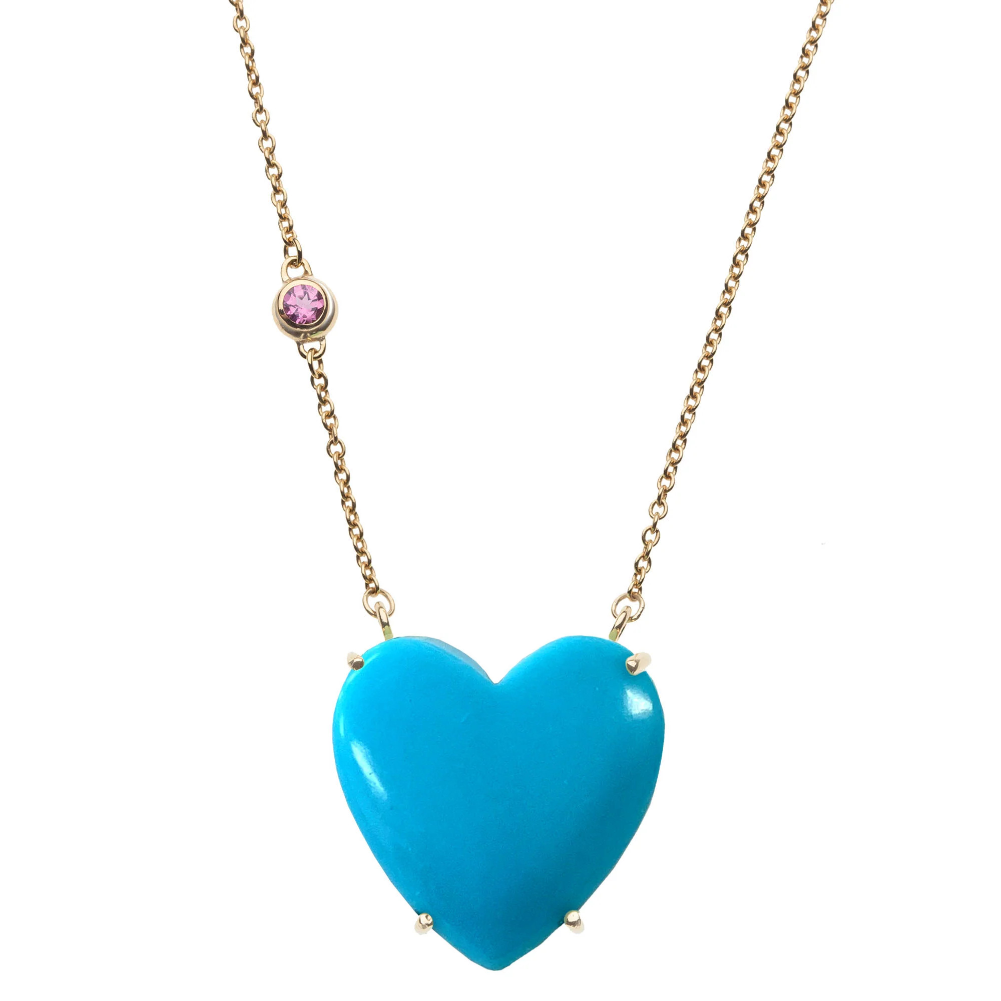LOVE Turquoise Carved Heart Necklace with Gold Setting SALE | Jane Win