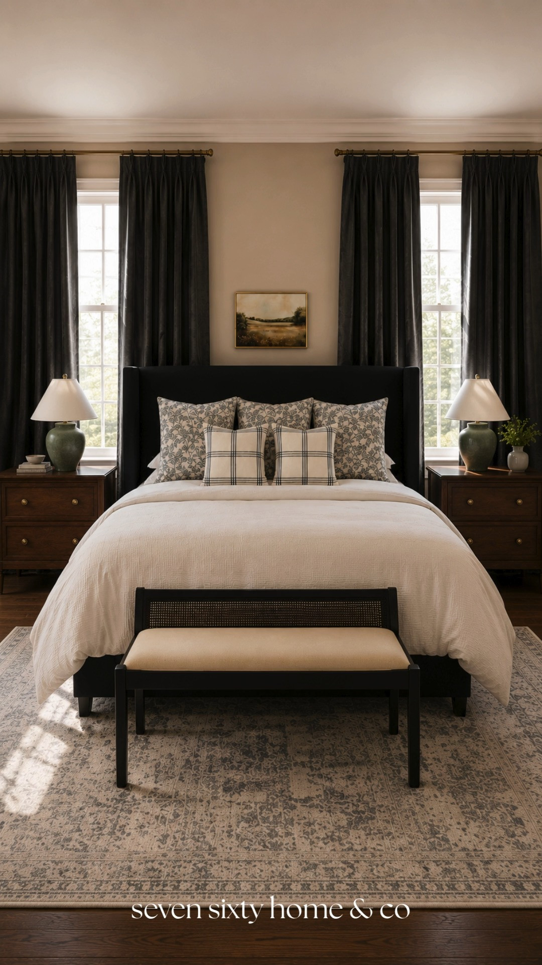 The Tailored Retreat : classic contrast with modern organic warmth

A symmetrical layout instantly makes a bedroom feel calm. Matching nightstands, balanced lighting, and centered furniture placement create a restful atmosphere that's easy to live with every day. 

 #LTKHome