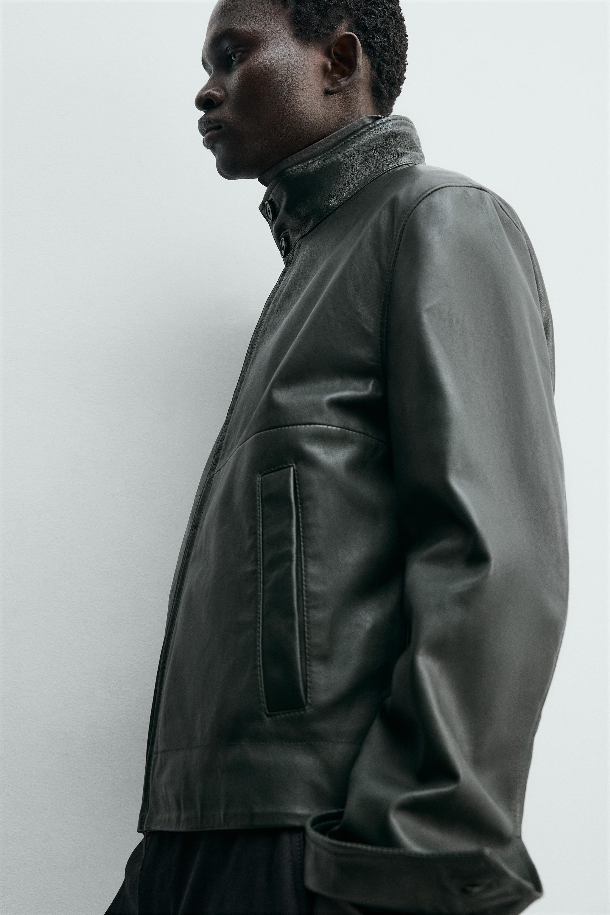 RELAXED FIT LEATHER JACKET | Zara US