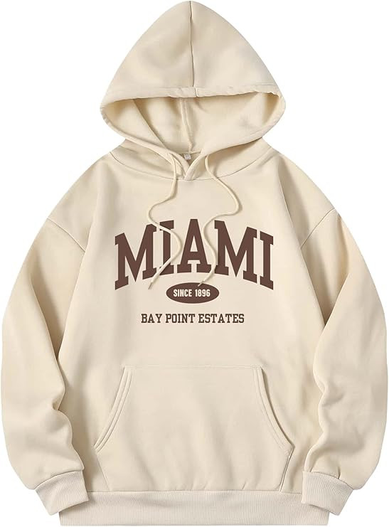 SOLY HUX Women's Letter Print Drawstring Hoodie Sweatshirt Drop Shoulder Thermal Pullover Tops wi... | Amazon (US)