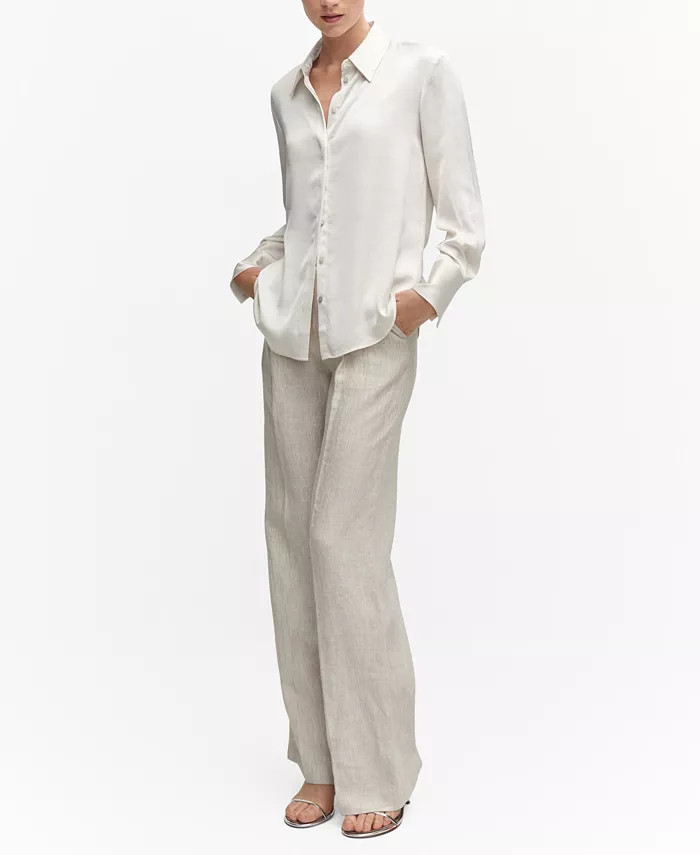 Women's Satin Finish Flowy Shirt | Macys (US)