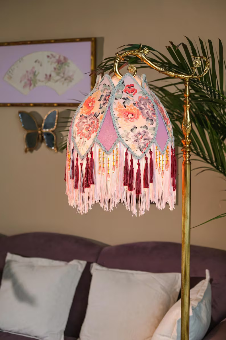 Handmade Lampshade With Fringes-victorian Lampshade-luxury Ceiling Pendent-custom Lampshade-vinta... | Etsy (US)