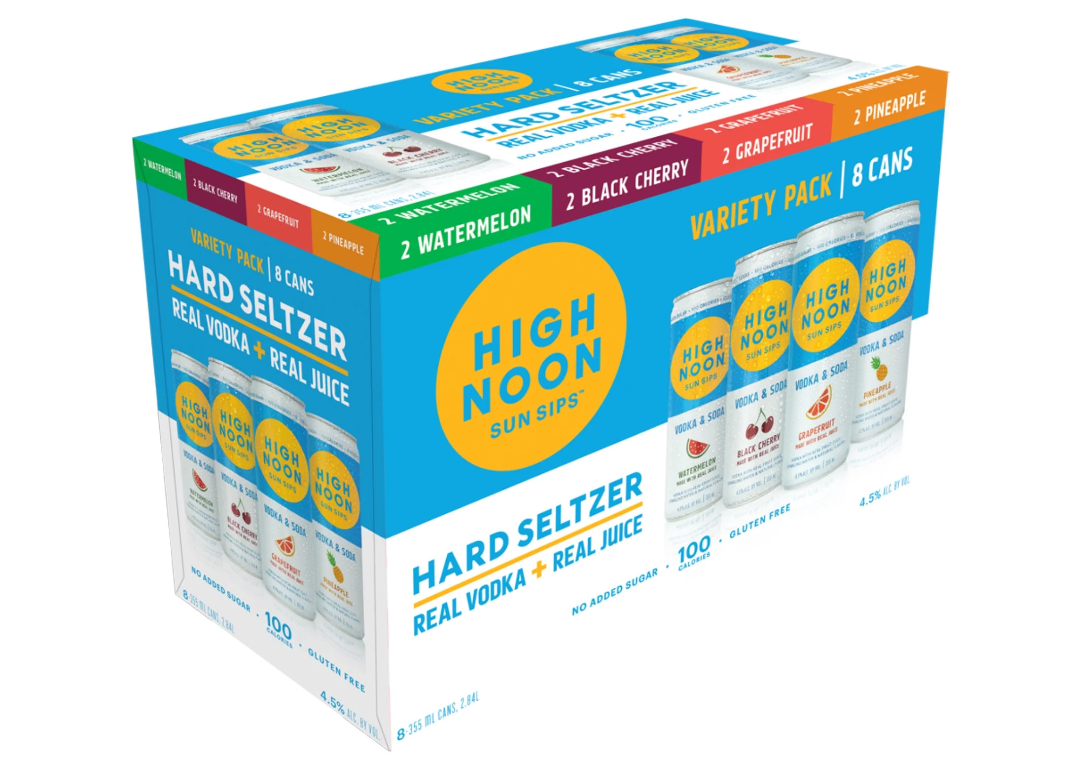 High Noon Vodka Hard Seltzer, Variety Pack, 8 Pack, 12 fl oz Cans | Walmart (US)