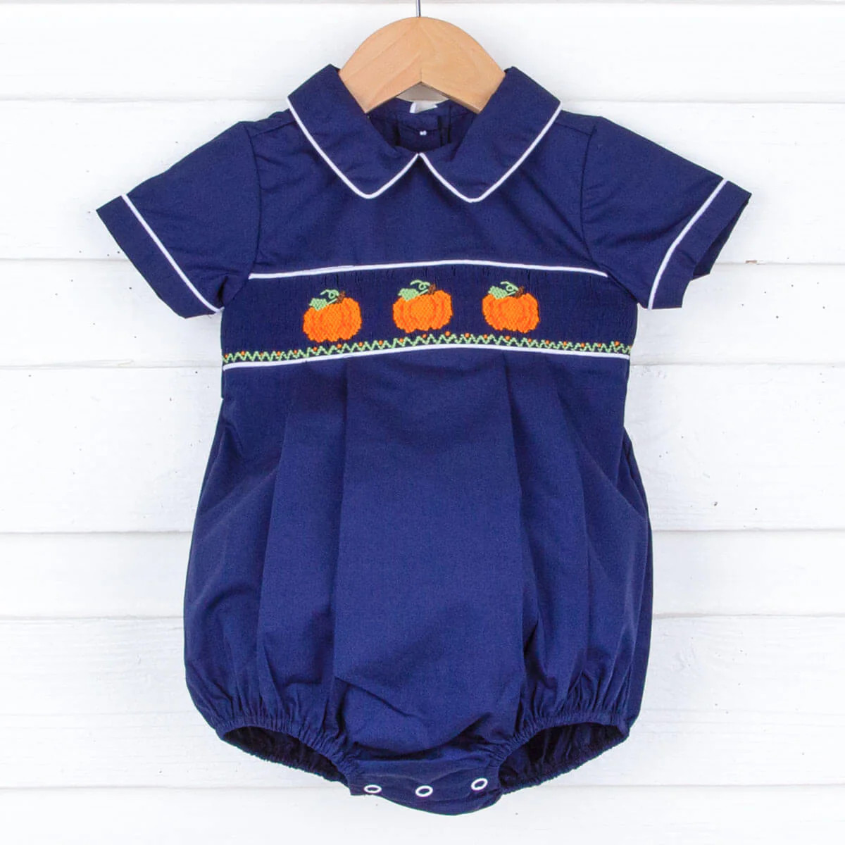 Pumpkin Please Smocked Collared Bubble | Classic Whimsy