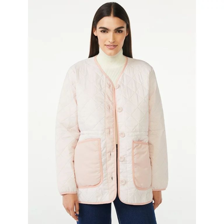 Free Assembly Women's Quilted Cinched Waist Liner Jacket | Walmart (US)