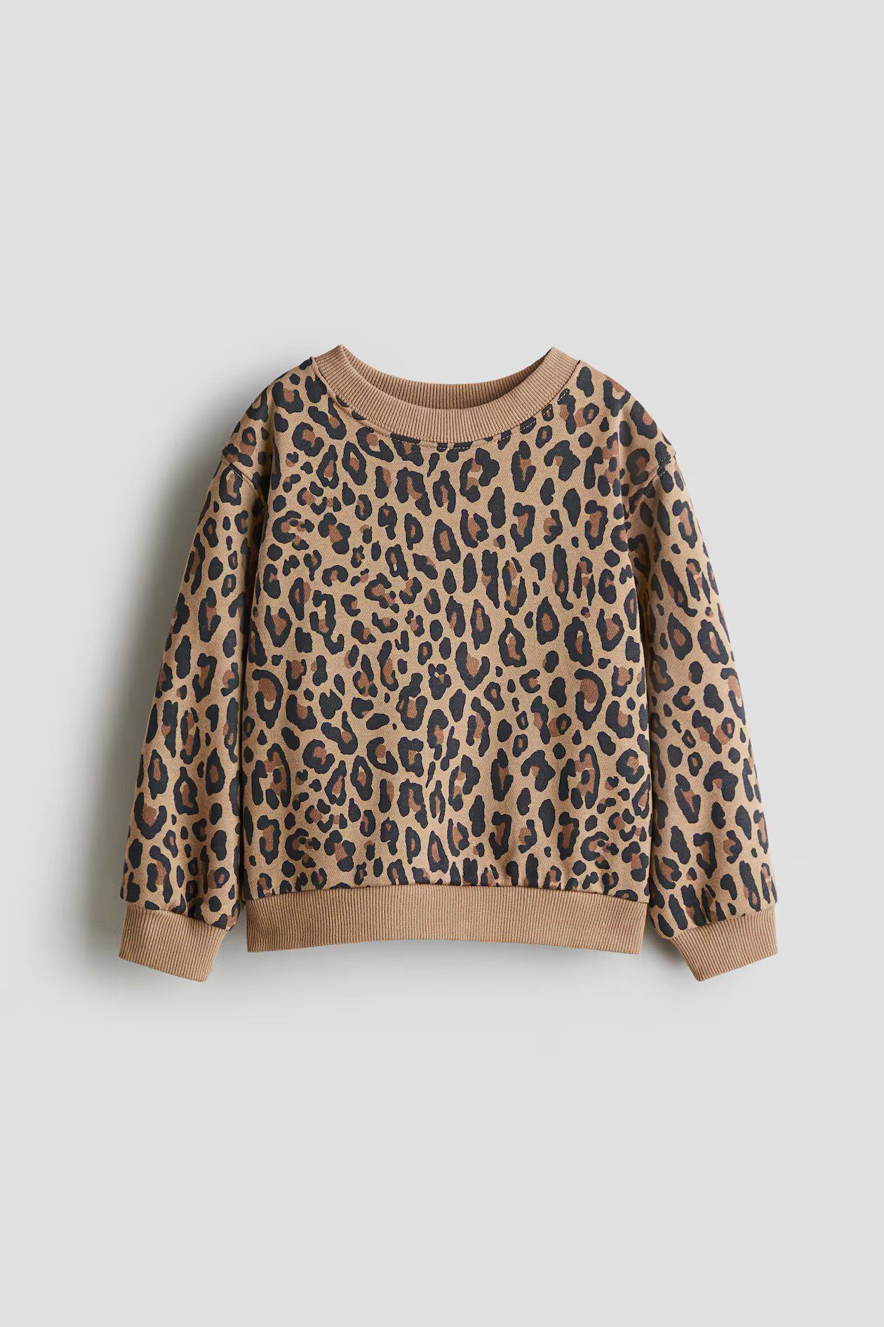 Printed Brushed-Inside Sweatshirt - Beige/leopard print - Kids | H&M US | H&M (US + CA)