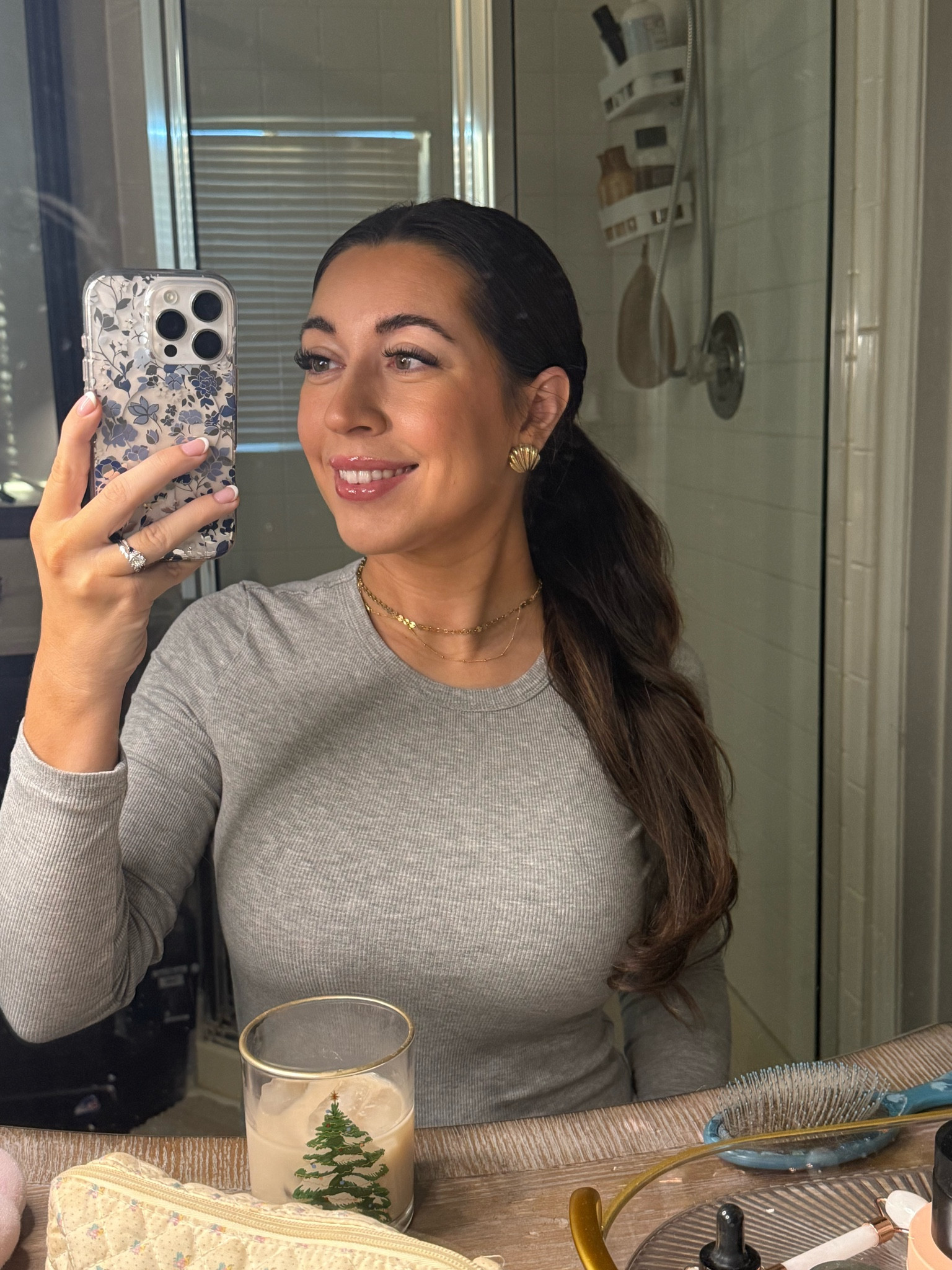 Casual slicked back ponytail hairstyle gold jewelry, made by Mary AMYSTRATTON target finds target Christmas Christmas season Utah mom style seashell earrings target Christmas cup 

#LTKSeasonal #LTKHoliday #LTKBeauty