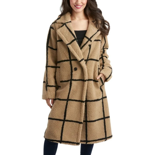 Jessica Simpson Women's Winter Coat - Full Length Double Breasted Sherpa Fleece Peacoat (Size: S-... | Walmart (US)