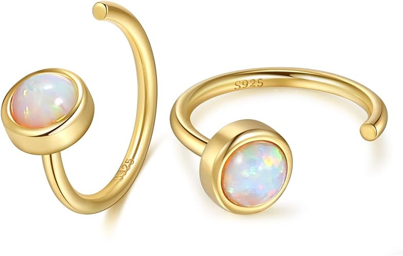 Dainty Hug Hoops Earrings 925 Sterling Silver Created Gemstone Huggie Hoops Earrings Synthetic Fi... | Amazon (US)