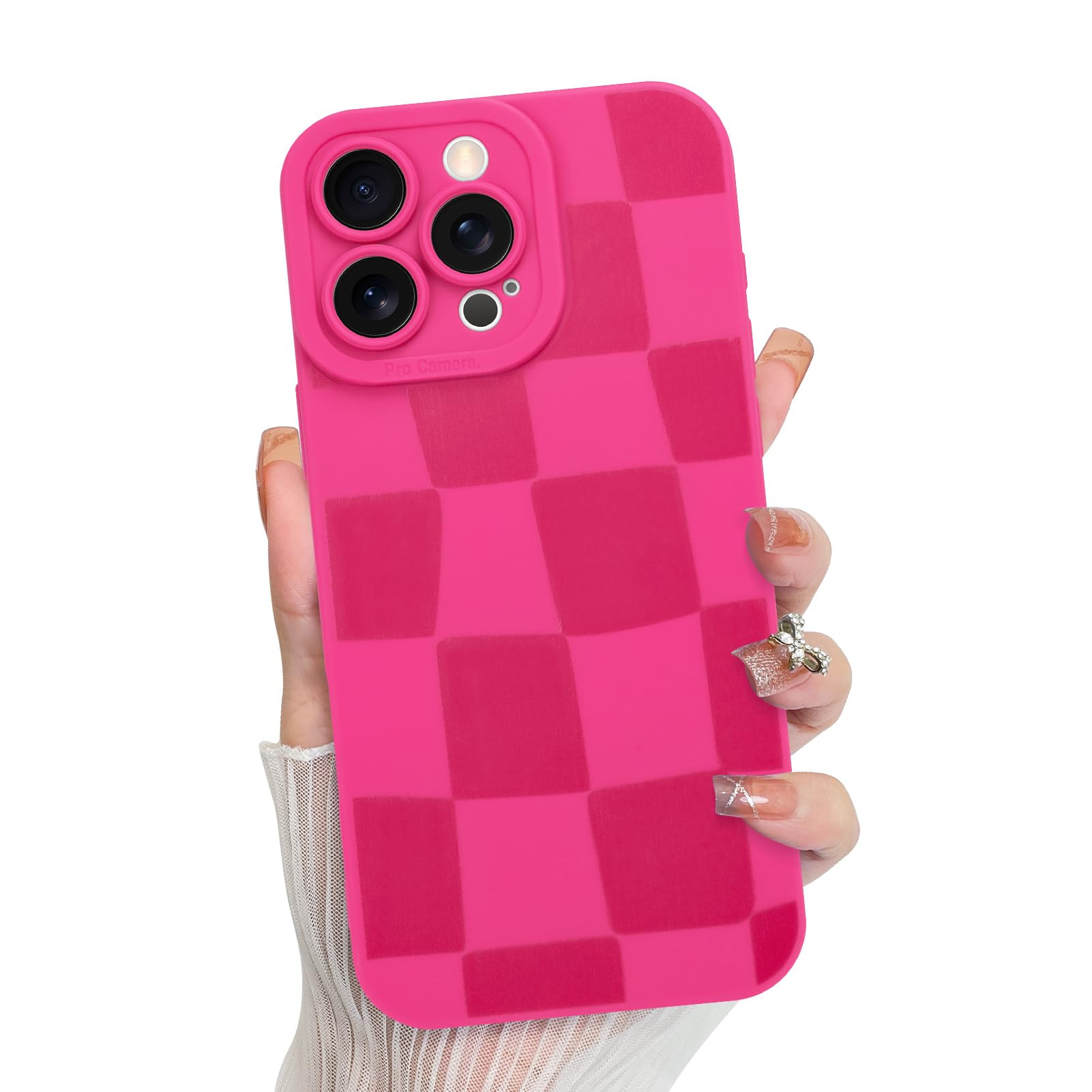 KANGHAR Compatible with iPhone 16 Pro Max Case, Silicone Checkered Cute Pattern, Camera Protectio... | Amazon (US)