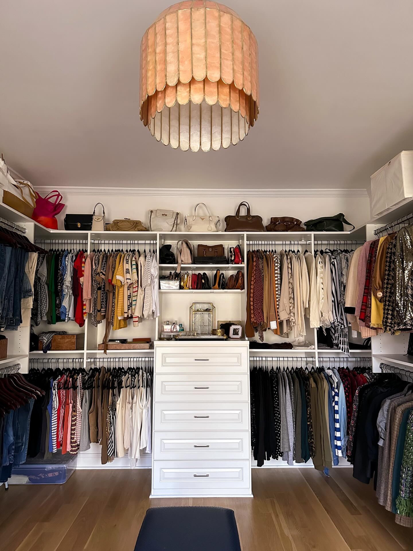 Swipe to see some mockups for what I hope to turn the dressing room into (someday) >>>

Order has been restored in the dressing room. If you missed it I recently had a moth scare which was anxiety inducing, but it also gave me the push to clean out and reorganize this space. 

Using the occasion of a tidy closet to share some snaps of the current space as well as ideas I have for the future. Swipe to see a few  renderings of different dressing room designs. While I need to hone my cabinet making skills before I tackle this project, I LOVE to daydream about the possibilities. My ultimate goal is more color, pattern and an elevated experience. Let me know which design is your favorite in the comments!



#dressingroom #closet #organization #design

#LTKHome